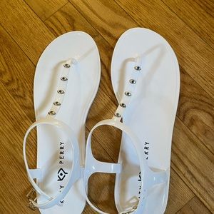 Katy Perry cute white sandals dress up or down